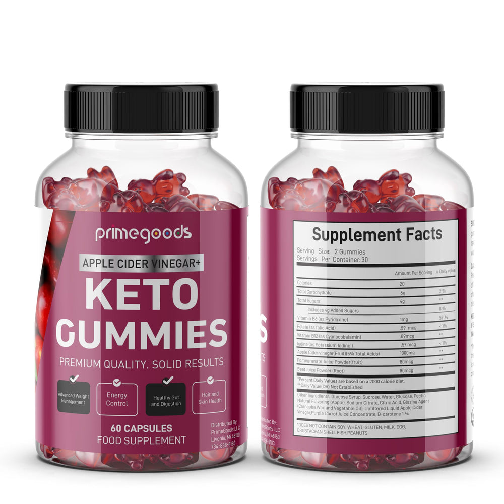 Vegan, non-GMO Keto ACV Gummies packaging close-up