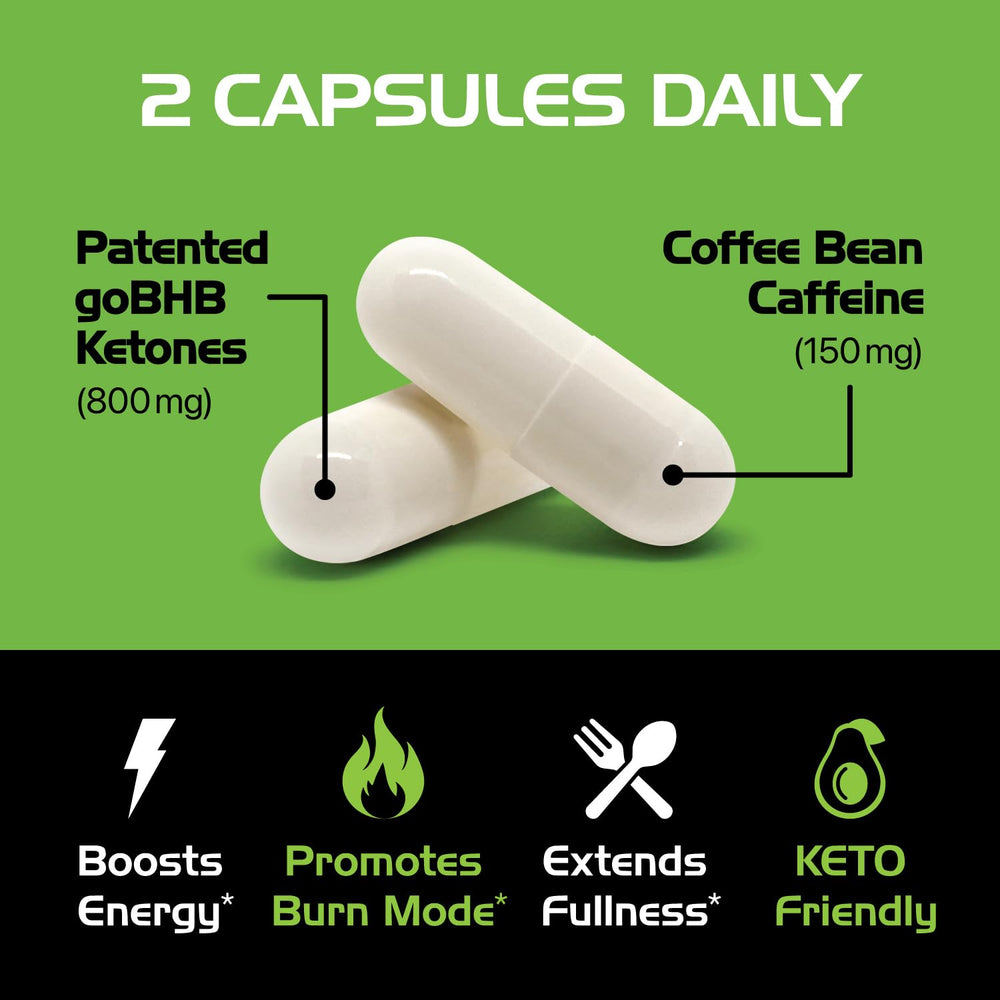 Keto BHB capsules with caffeine and natural energy ingredients