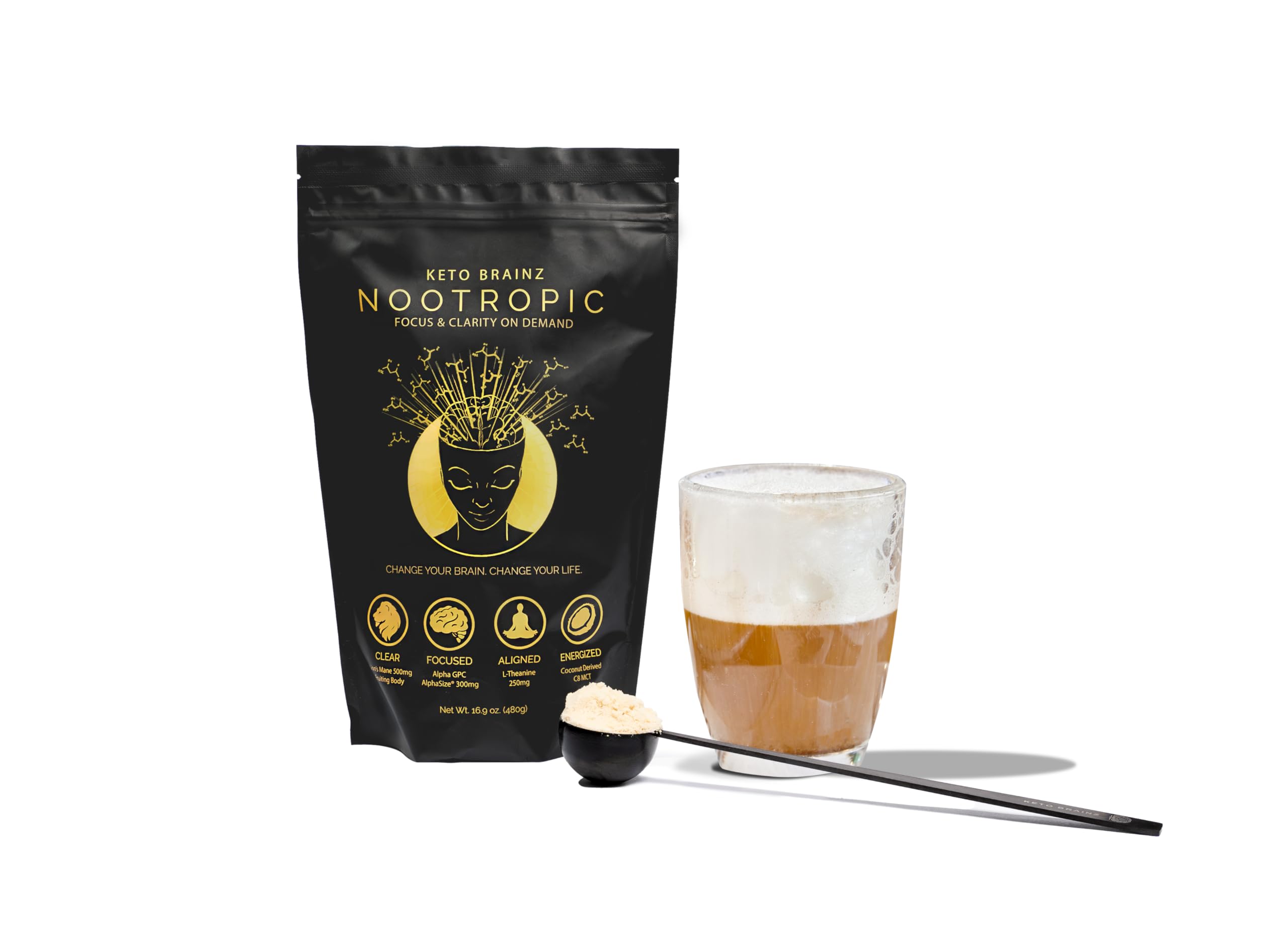 Keto Brainz packaging with 16oz serving