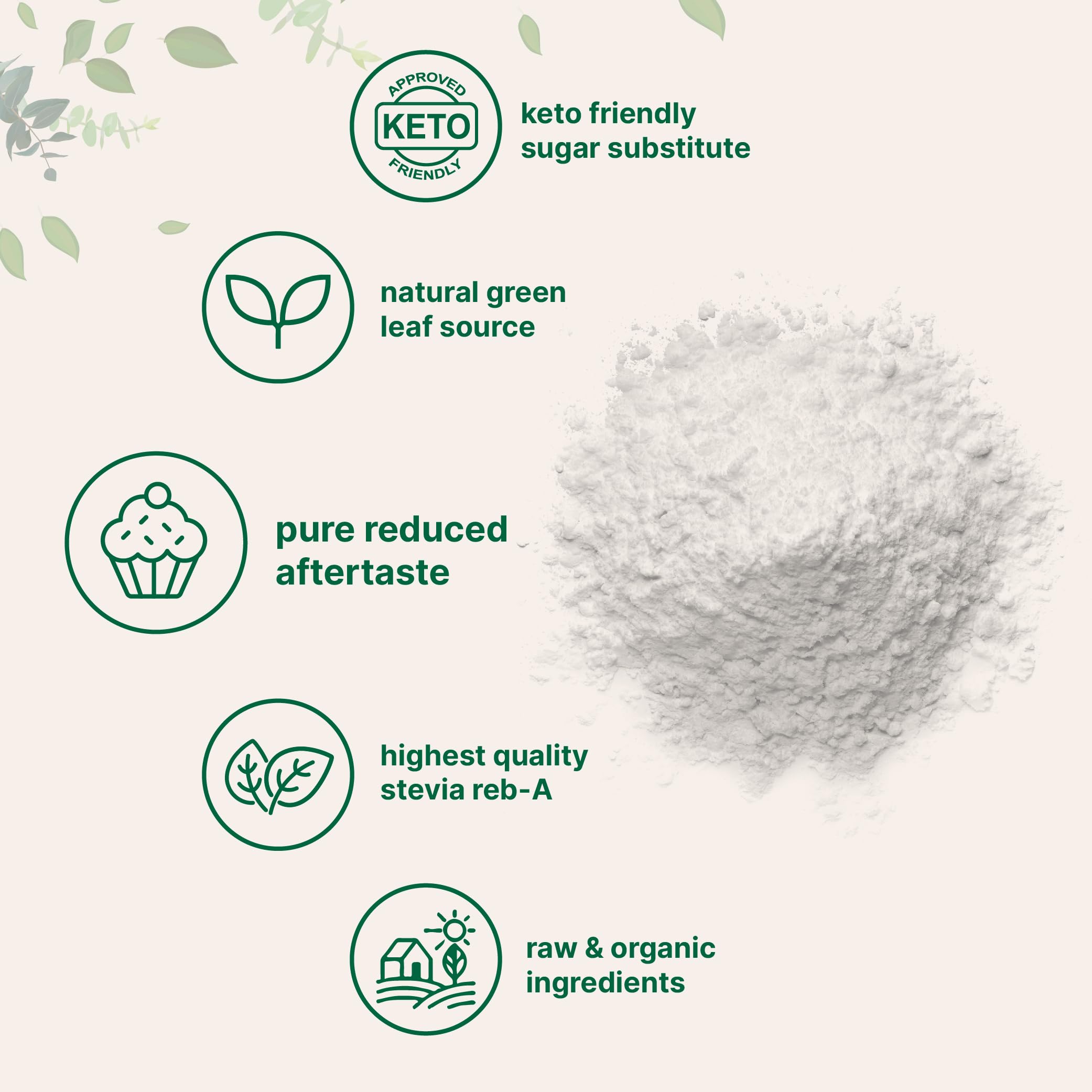 Keto-friendly, zero-calorie stevia powder