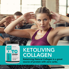 Ketogenic collagen protein powder in tub