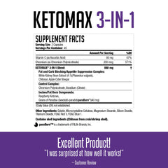 Keto-Max NDS 3-in-1 capsules on a shelf, highlighting appetite-suppressing potential.