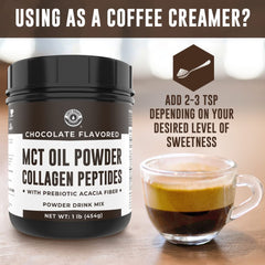 MCT powder scoop with collagen peptides and prebiotic fiber
