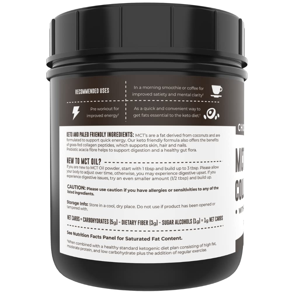 Ingredient panel showing zero net carbs and natural sweeteners