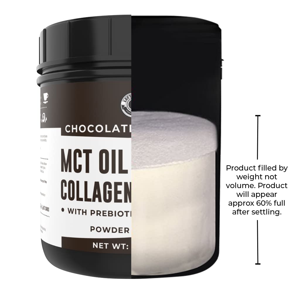 Front view of Keto MCT Oil Powder Chocolate flavor 16oz package