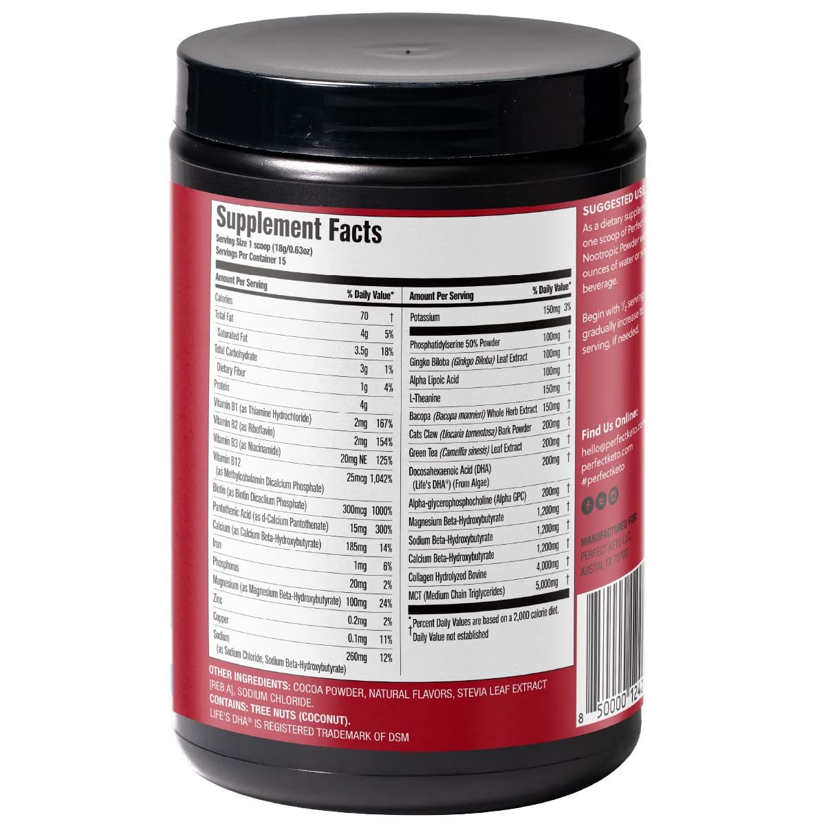 Chocolate-flavored Keto Nootropic serving