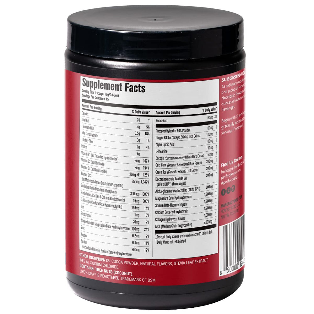 Chocolate-flavored Keto Nootropic serving
