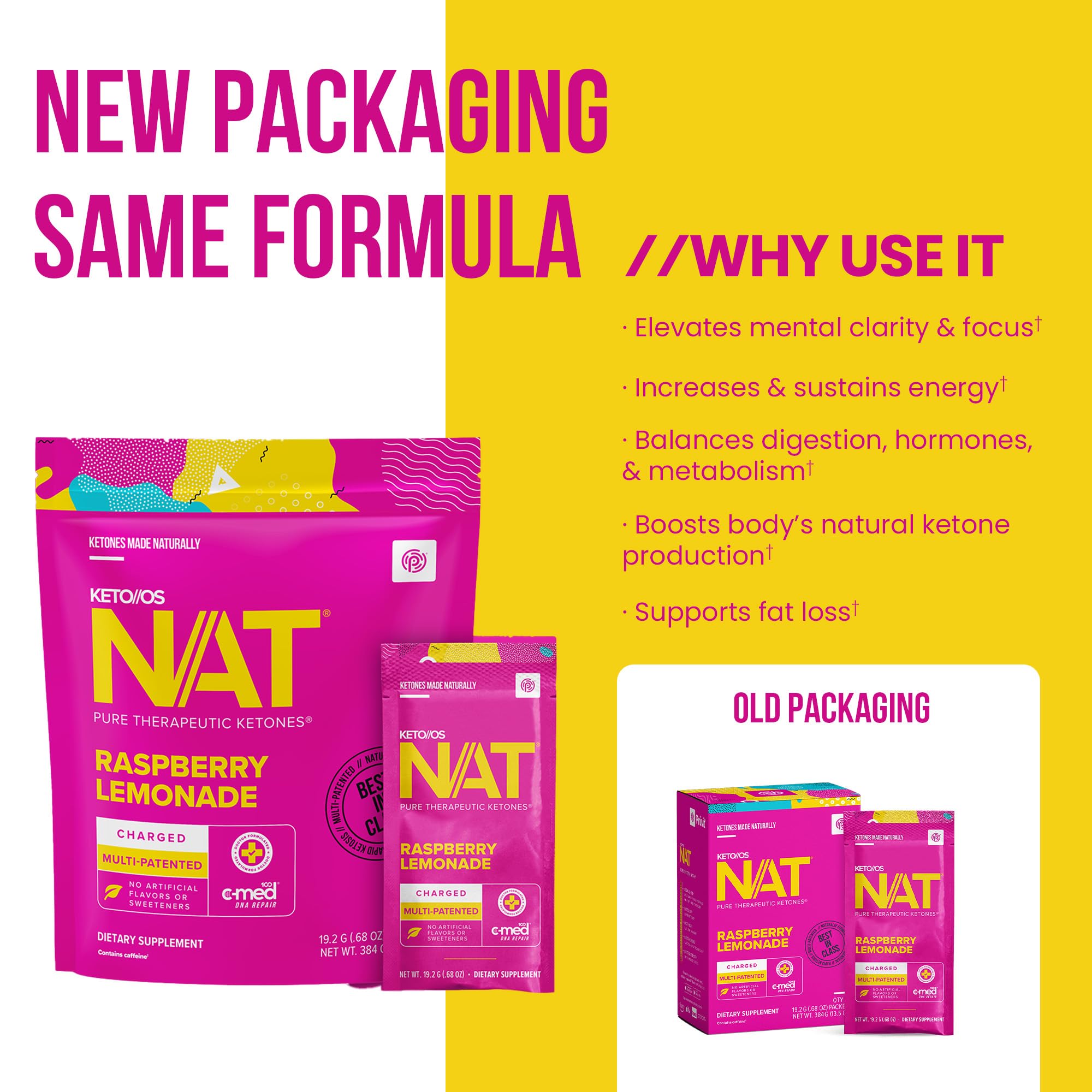 Keto//OS NAT Raspberry Lemonade Charged packaging and box