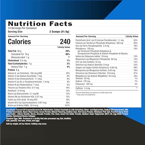 Scoop of Keto Science chocolate meal shake powder