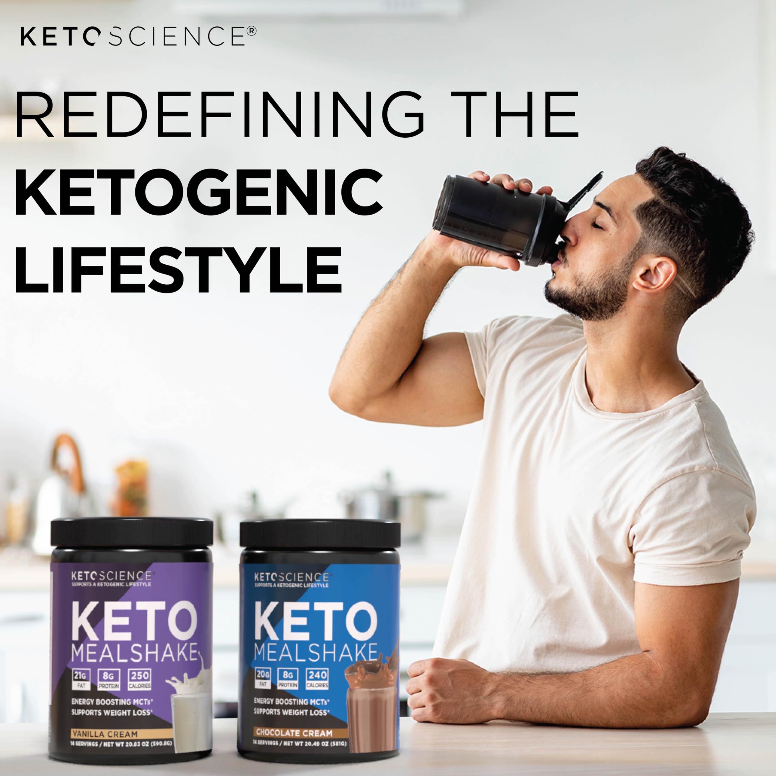 Keto Science shake container showing 14 servings