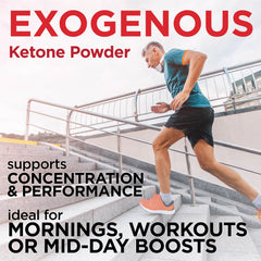 Green packaging of Keto Science Ketones Powder on white background