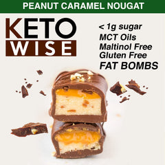Cross-section of Peanut Caramel Nougat filling inside the fat bomb