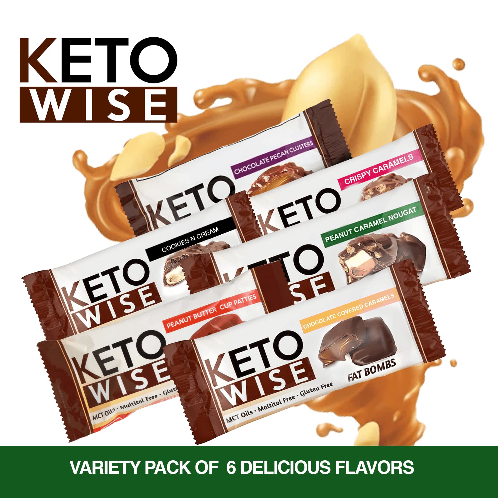 Assorted Keto Wise Fat Bombs ready to eat on a surface