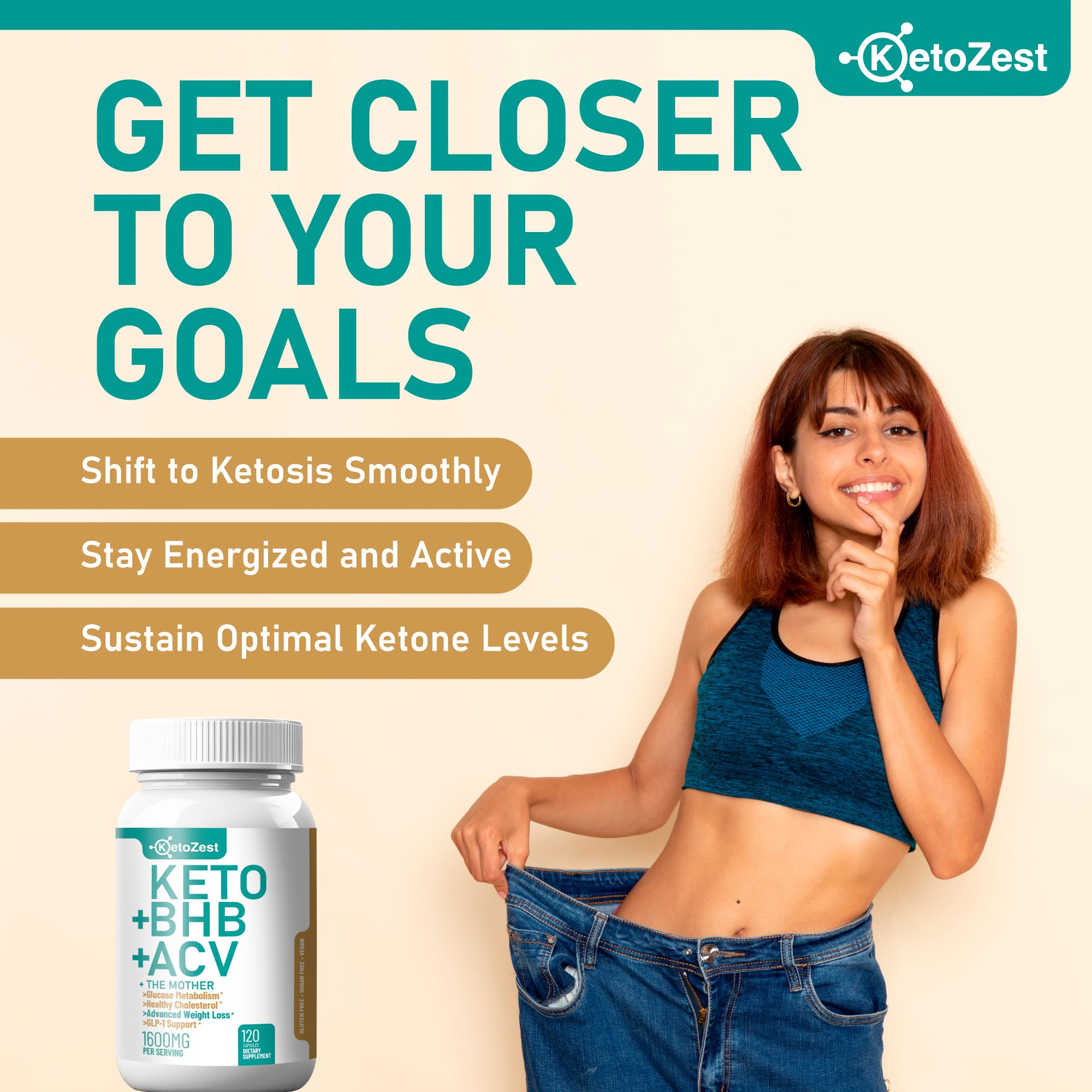 Close-up of KetoZest bottle and capsules