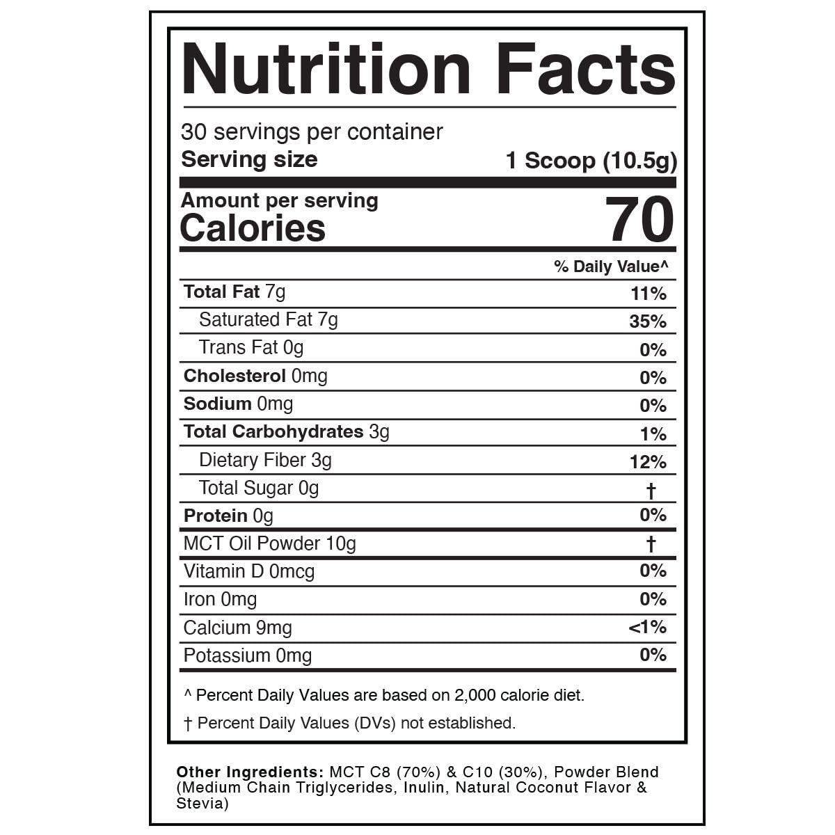Zero net carbs claim displayed on Keto Zone MCT Oil Powder package