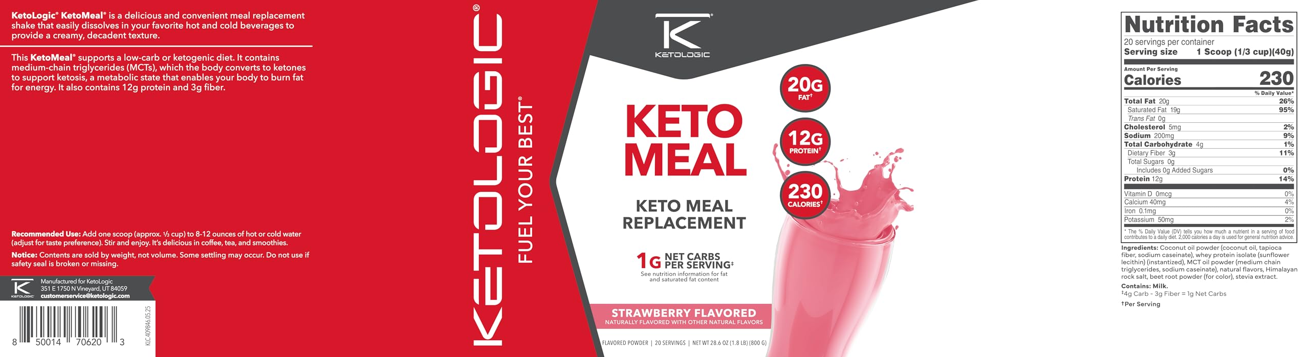 Third-party ISO testing seal on KetoLogic shake packaging