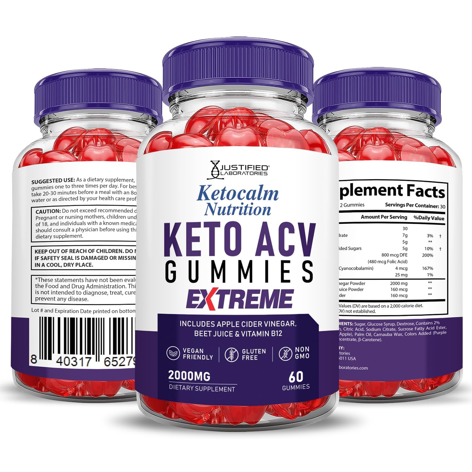 Boxed Ketocalm Keto ACV Gummies with 60 gummies count