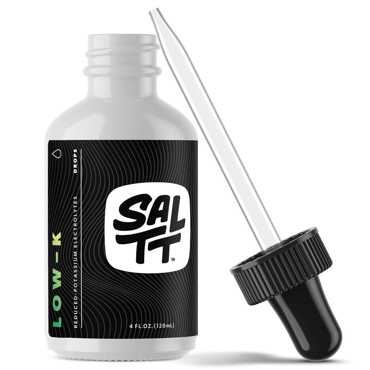 Keto Chow SALTT Low-K bottle close-up, highlighting electrolyte blend for fasting support