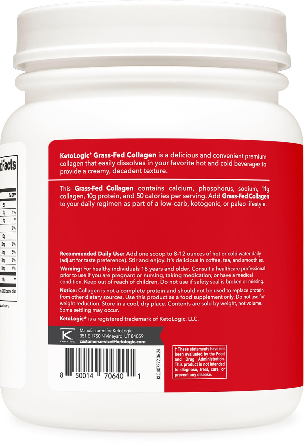 Product label highlighting Grass-Fed, NSF and GMP certifications