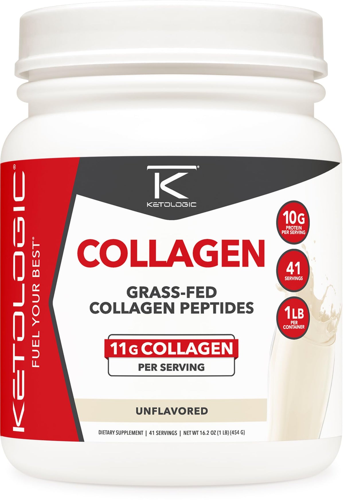 Ketologic Grass-Fed Collagen Unflavored 1lb product hero image