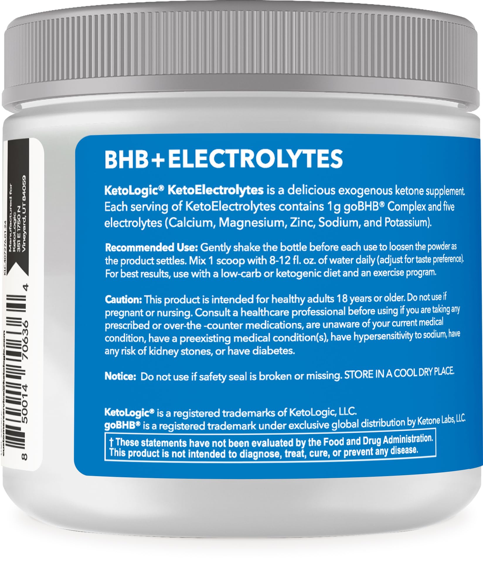 Ketologic Keto Electrolyte Blue Raspberry dissolved in glass for refreshing post-activity hydration.