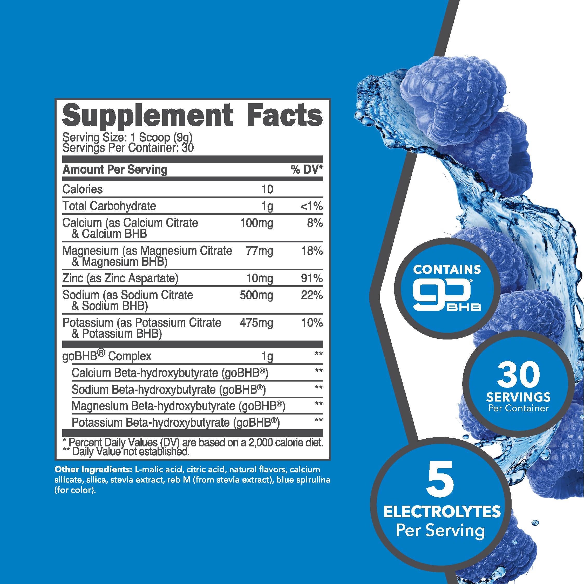 Ketologic Keto Electrolyte Blue Raspberry pour illustrates on-the-go hydration during workouts.