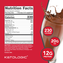 KetoLogic KetoMeal Chocolate bottle with scoop