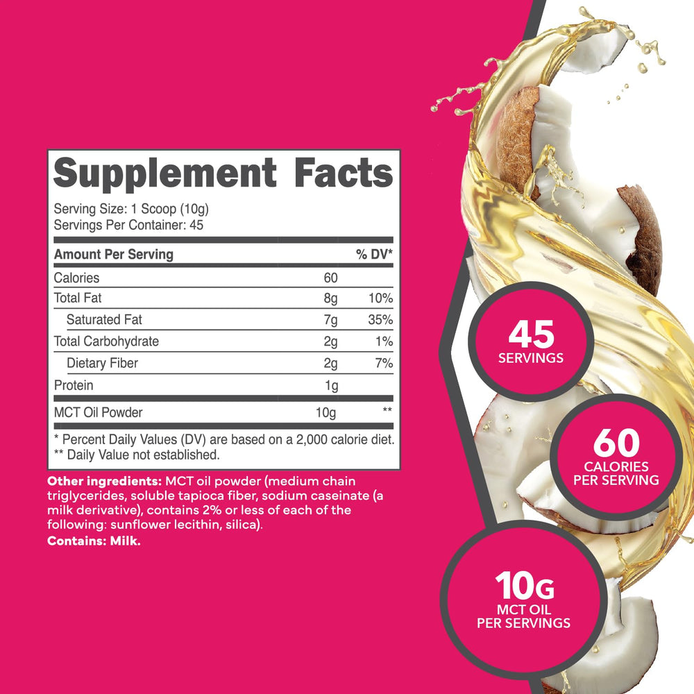 Ketologic MCT Oil Powder French Vanilla 1 lb bottle