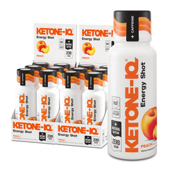 Ketone-IQ Peach energy shot 12-pack front view