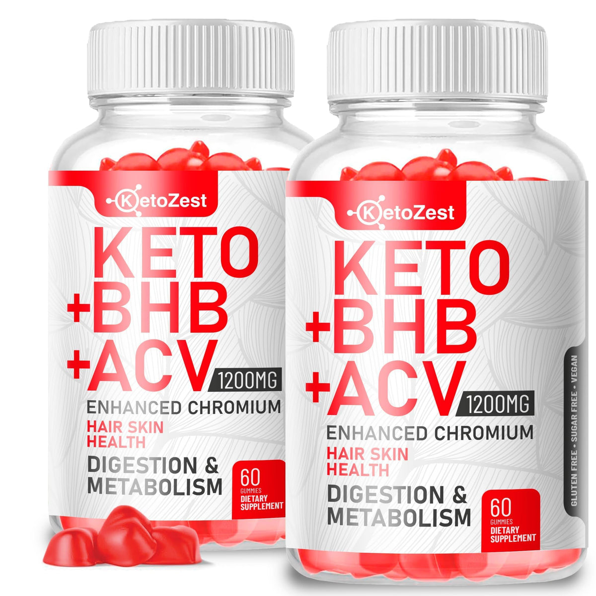 Front view of KetoZest Keto ACV BHB Gummies packaging