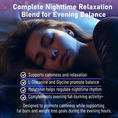 Calming blend featuring L-Theanine, Glycine, and Melatonin