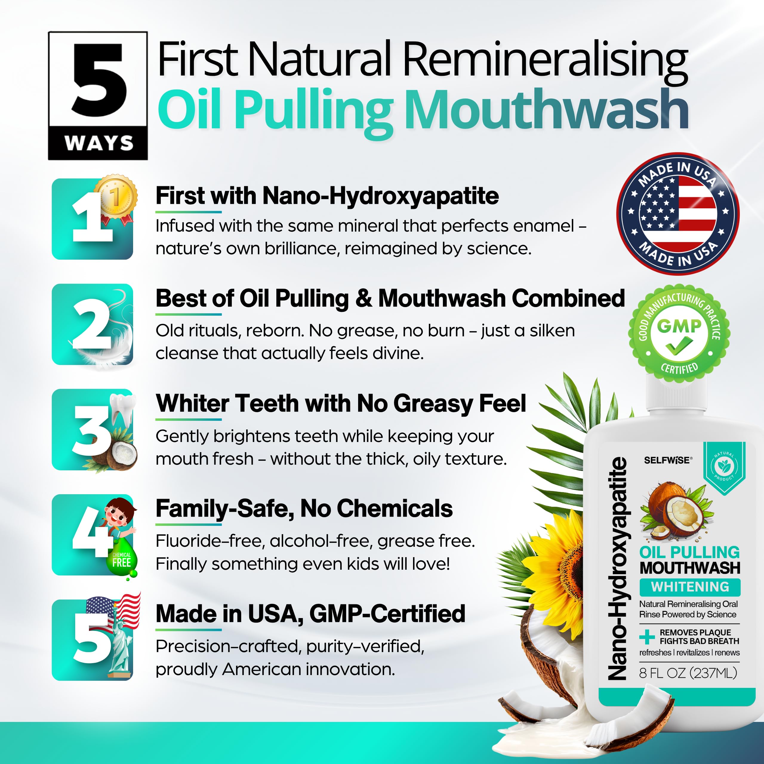 Key ingredients: coconut oil, clove oil, vitamin E