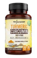 Front view of Key Nutrition Turmeric Curcumin Complex with Piperine bottle