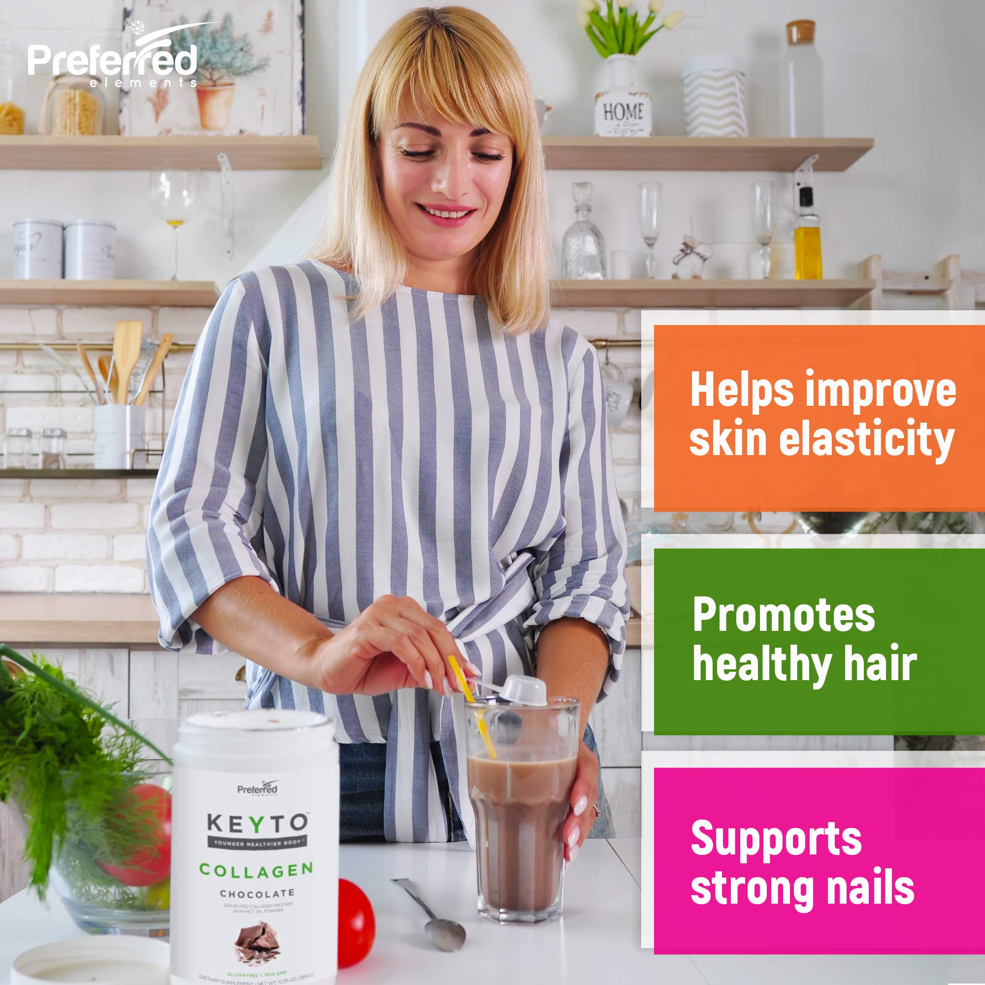 Prepared KEYTO Keto Collagen with MCT Chocolate in a glass