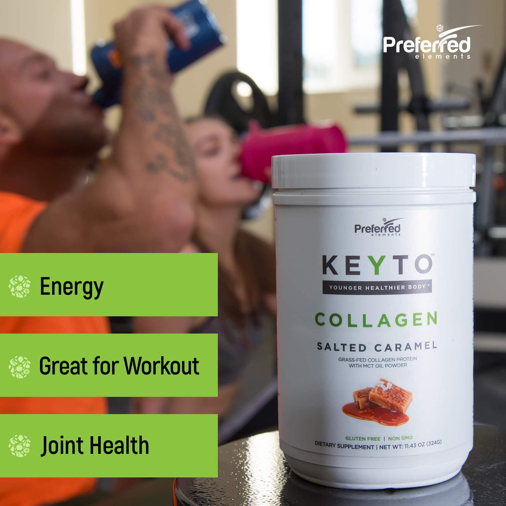 Shake with KeyTO Keto Collagen Salted Caramel and MCT oil