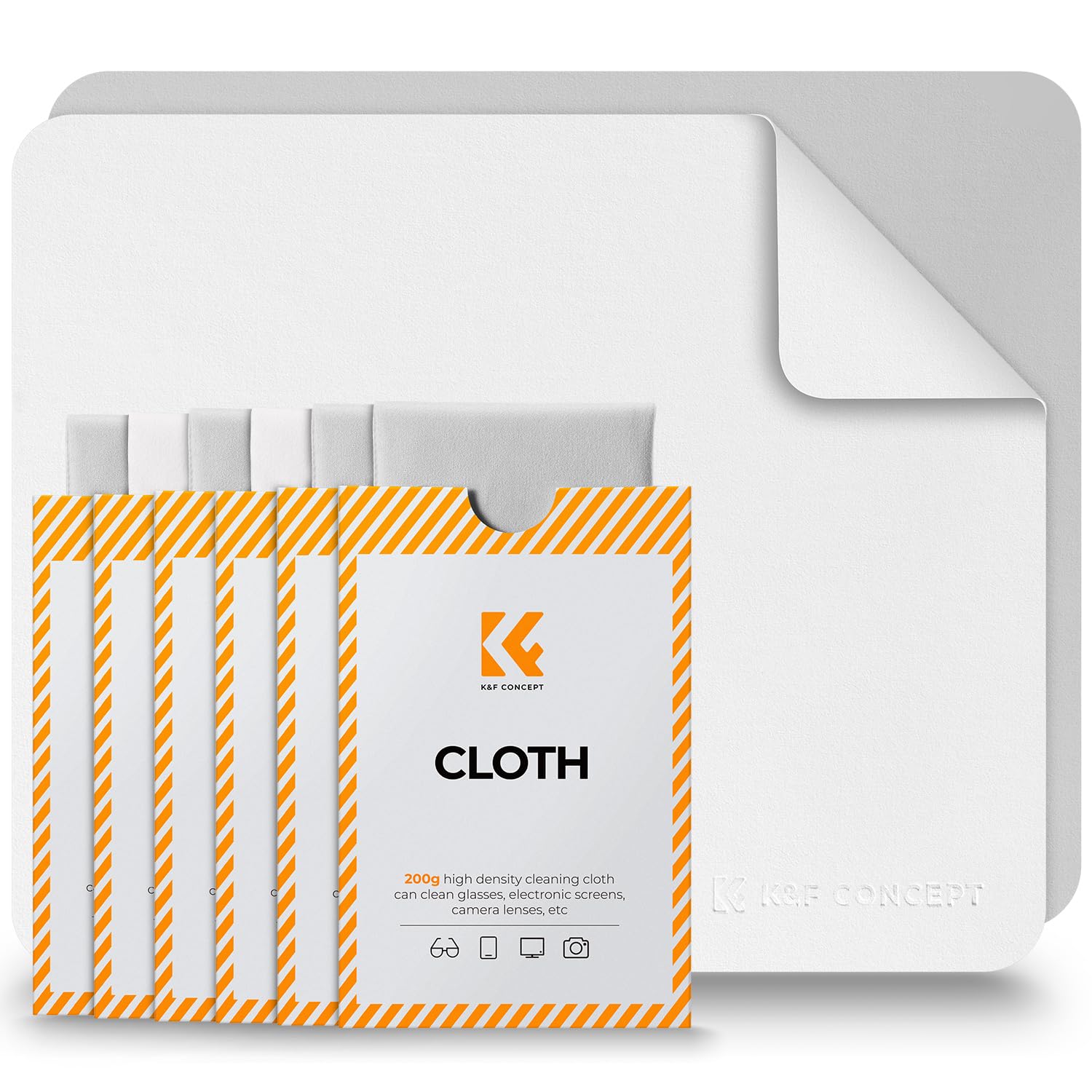 K&F Concept 200g high-density microfiber cleaning cloth being held