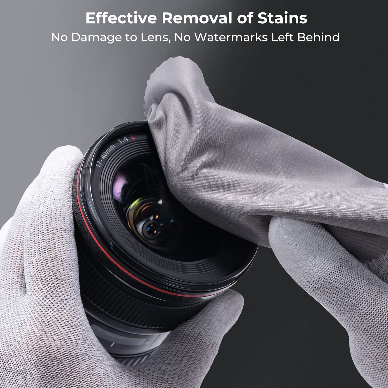 Cleaning cloth shown for camera lens use