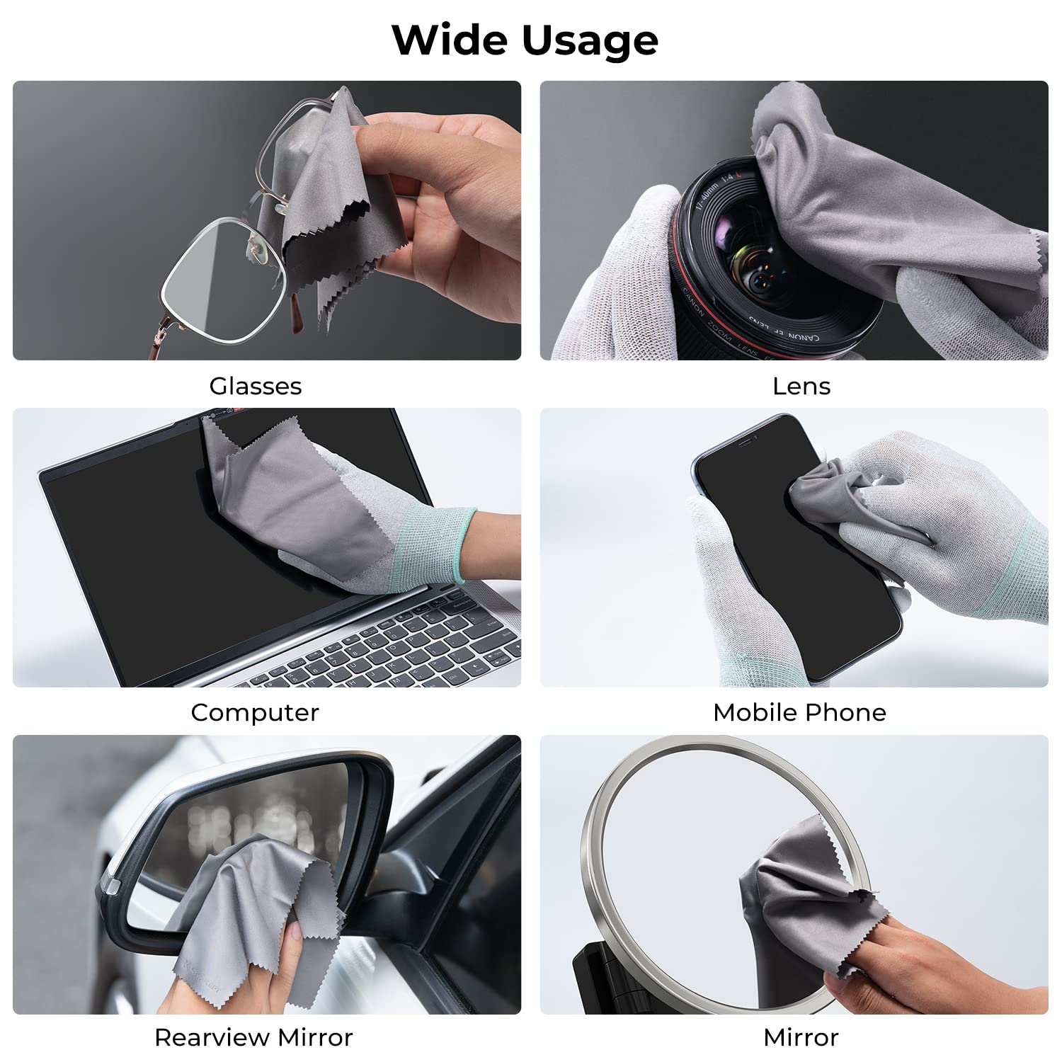 Cloth used to wipe smartphone screen with microfiber material