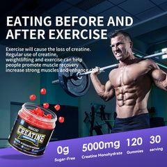 Close-up of sugar-free creatine gummies in mixed berry flavor