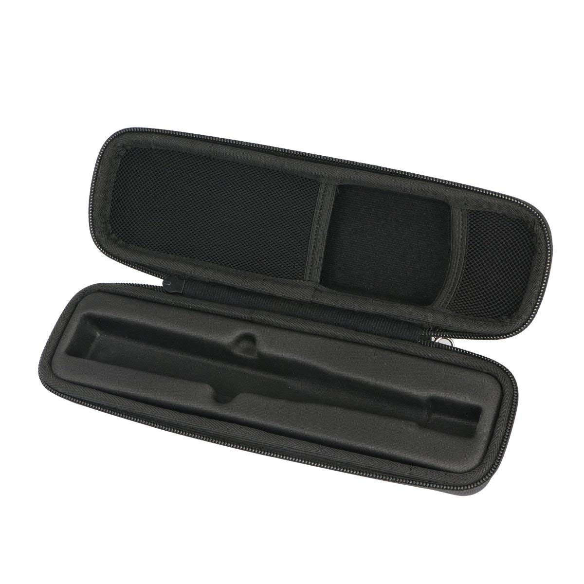 Interior of Khanka travel case showing mesh pocket and elastic straps