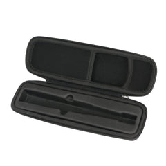 Interior of Khanka travel case showing mesh pocket and elastic straps