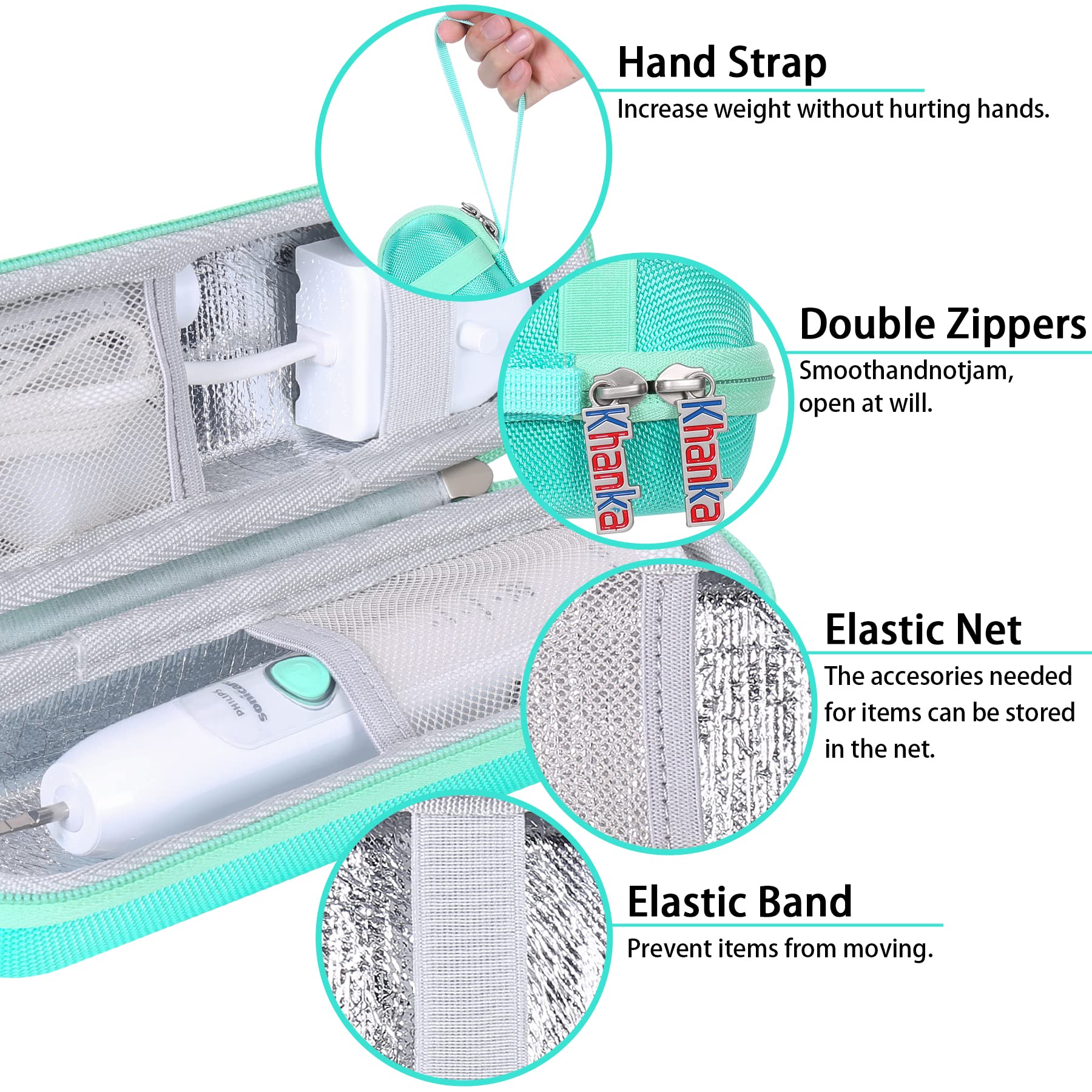 Interior layout with mesh pocket and soft storage area