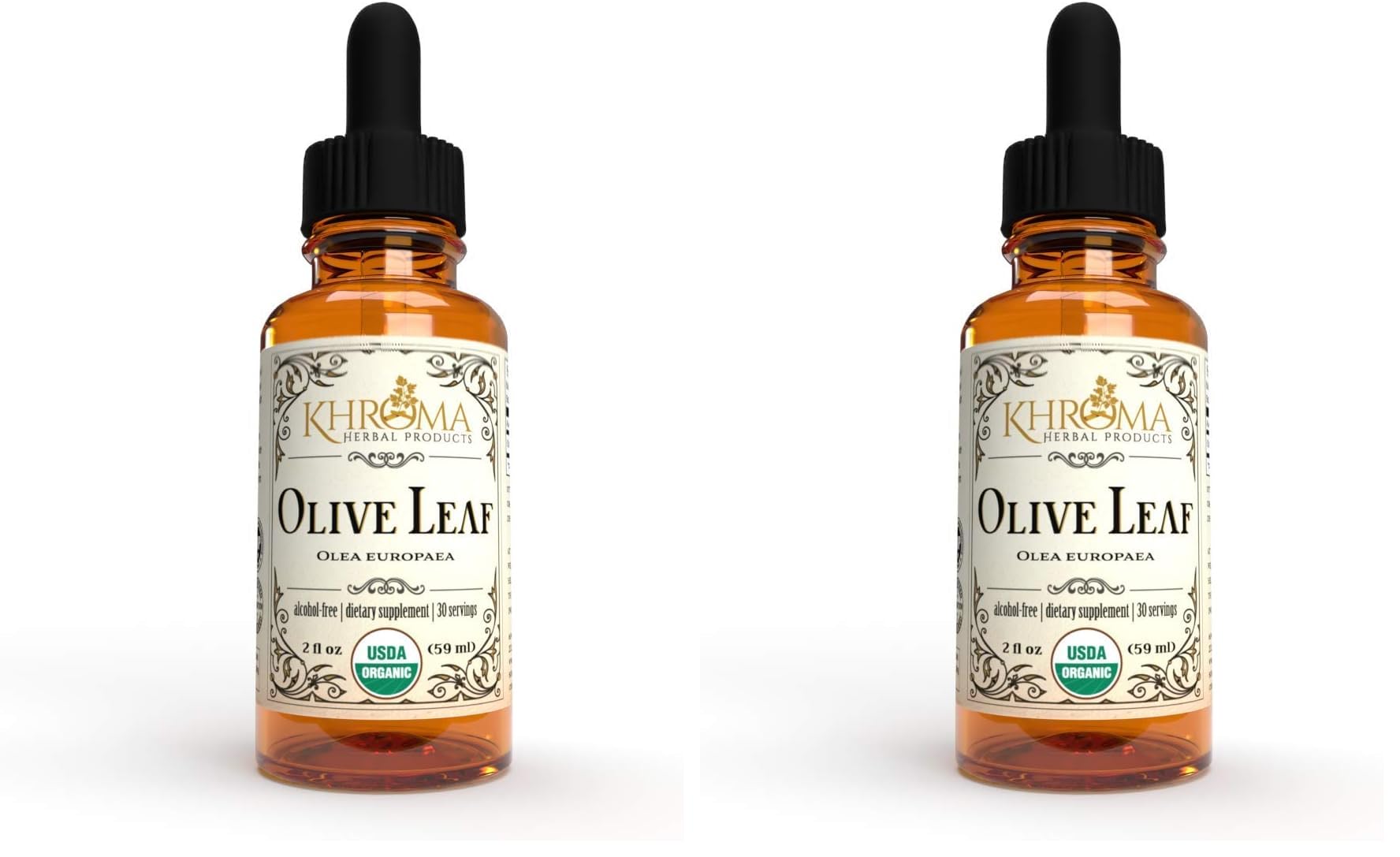 Khroma Organic Olive Leaf Liquid 2 oz bottle in pack - front label