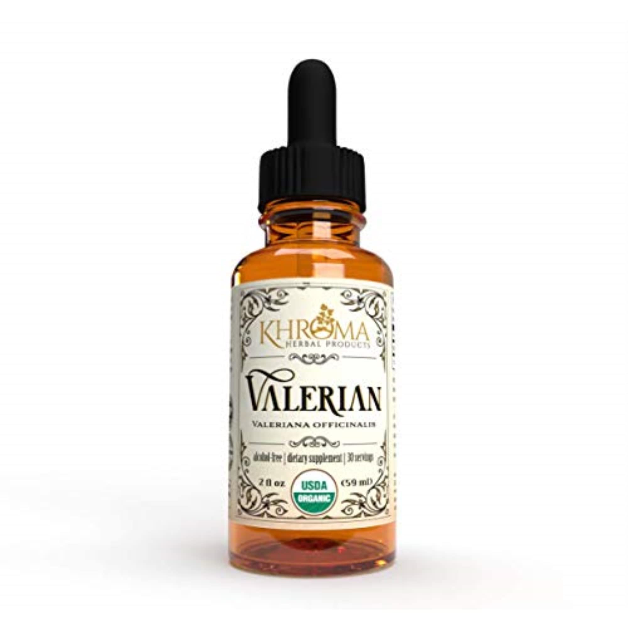 Khroma Herbal Organic Valerian Root 2 oz liquid in glass bottle - front view