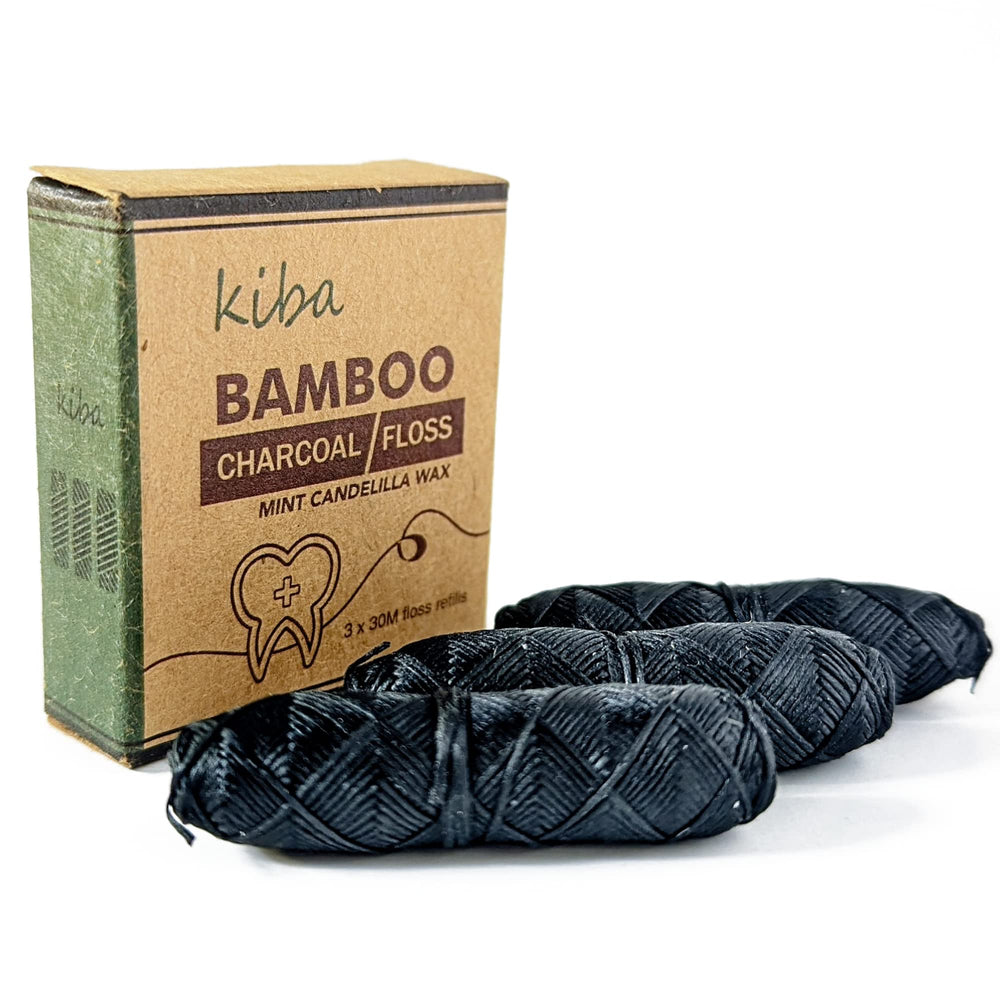 Kiba Bamboo Charcoal Floss Refill Set packaging