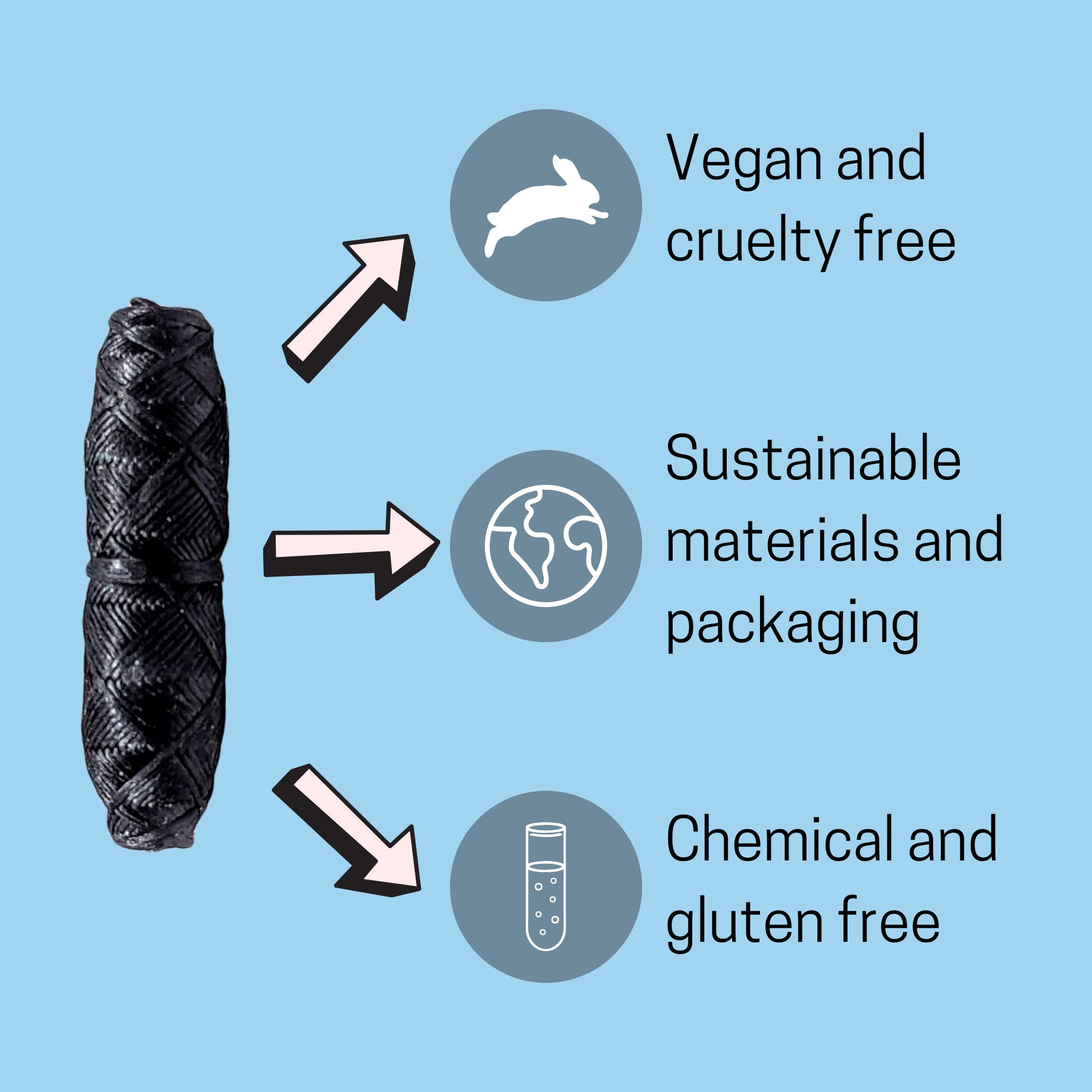 Close-up of bamboo charcoal floss fibers
