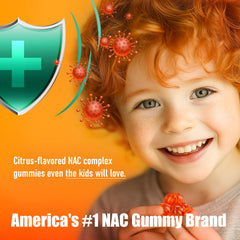 Kid-friendly orange-flavored NAC gummies for children