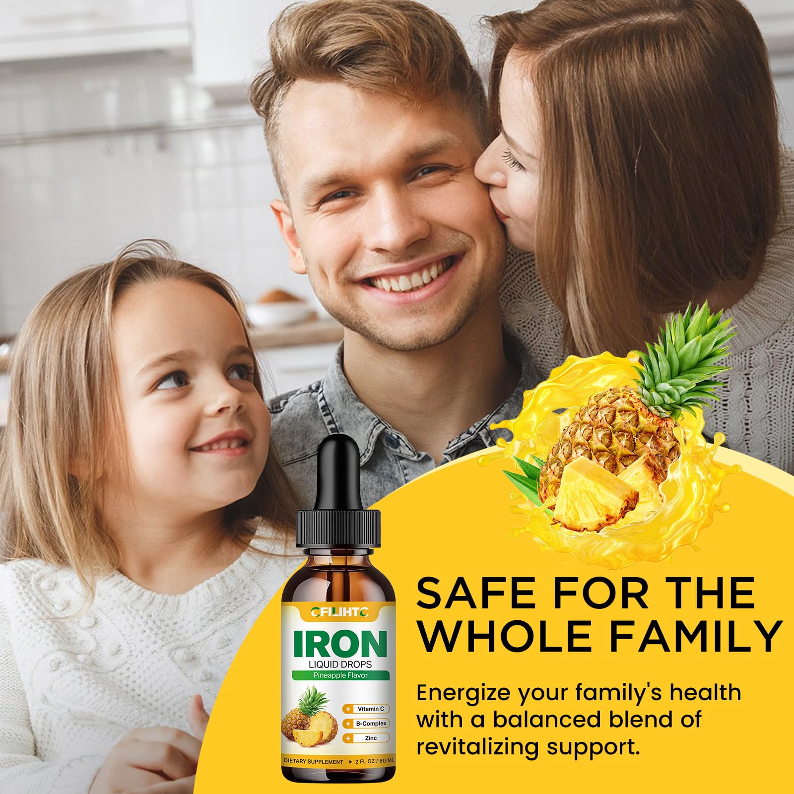 Kid-friendly pineapple-flavored iron drops