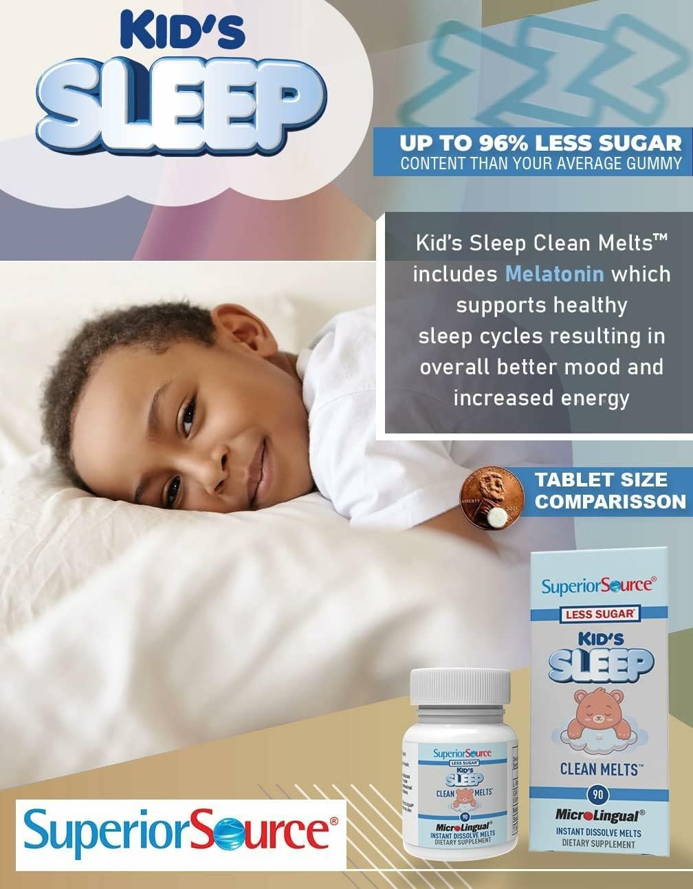 Kid-friendly sleep support product with simple, clean ingredient claim