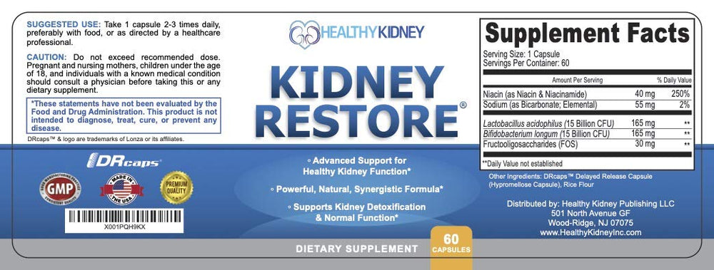 Kidney Restore 3-pack bottles front showcase convenient capsules for daily use.